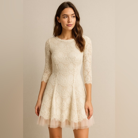 Betsy & Adam Lace Fit & Flare Dress - Size 2 - Picture 13 of 13